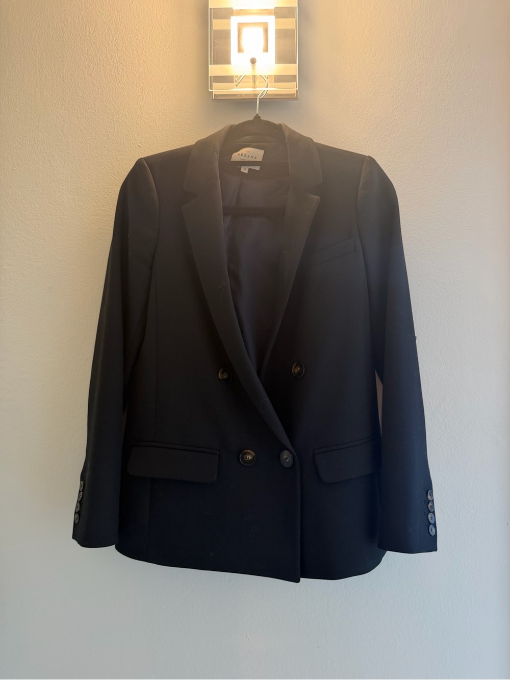 Sezane Christie Black Double-Breasted Women's Blazer Jacket - Picture 4 of 4